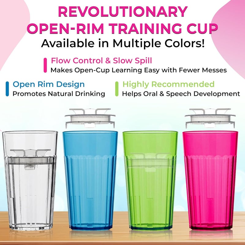 Reflo Smart Cup Bundle (Clear 2-Pack) Montessori Weaning Transition Training Cup, Slow-Spill Open-Rim Design, 360 Slow-Flow-Control, BPA-Free, Made in USA, E-Guide via QR Code - Image 5